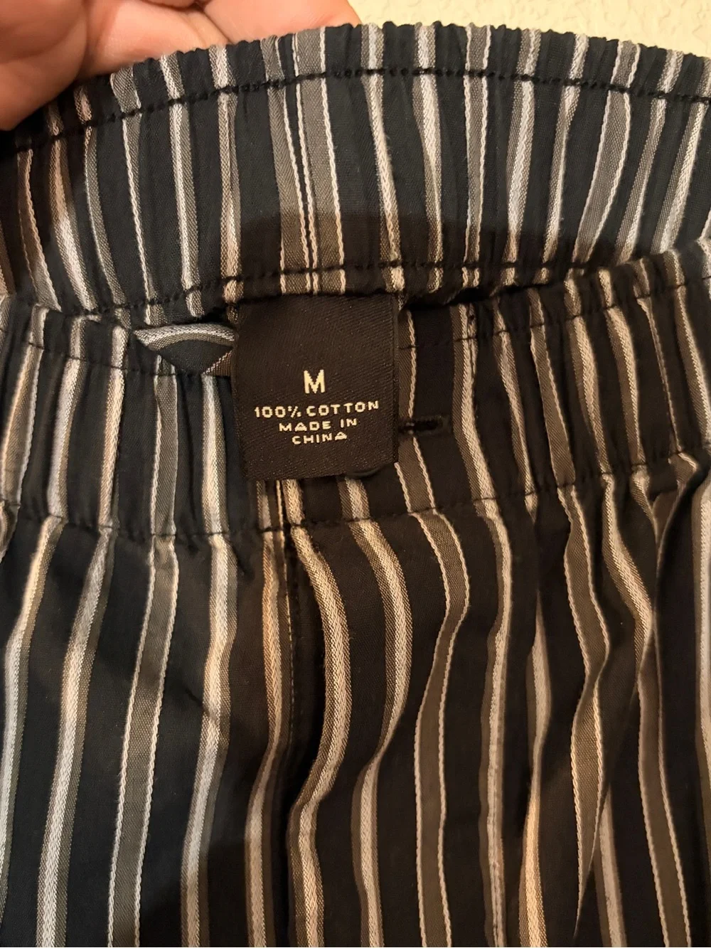 Cotton Murano Long Sleeve Pajama Two Piece Set size Medium Black Gray Stripe